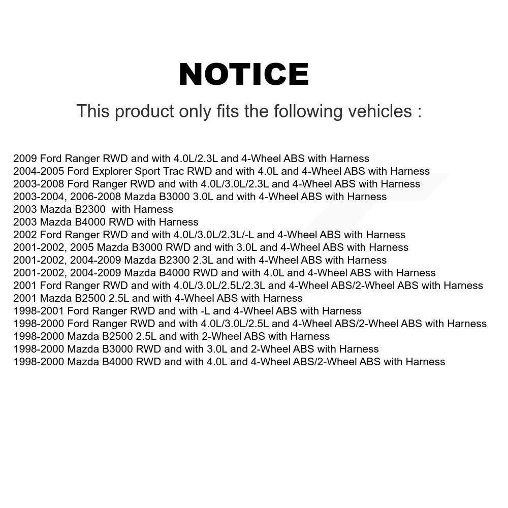 Front ABS Wheel Speed Sensor SEN-2ABS0680 For Ford Ranger Mazda B4000 B3000 Explorer Sport Trac