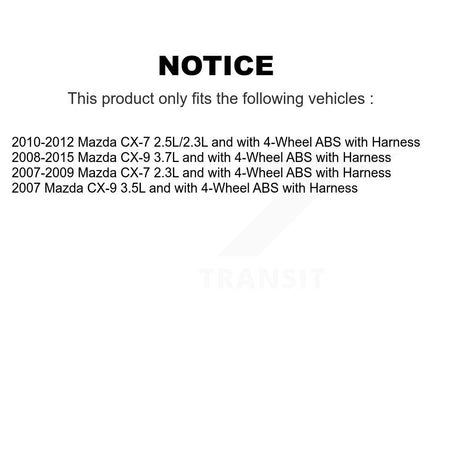 Front Right ABS Wheel Speed Sensor SEN-2ABS0683 For Mazda CX-7 CX-9 with Harness