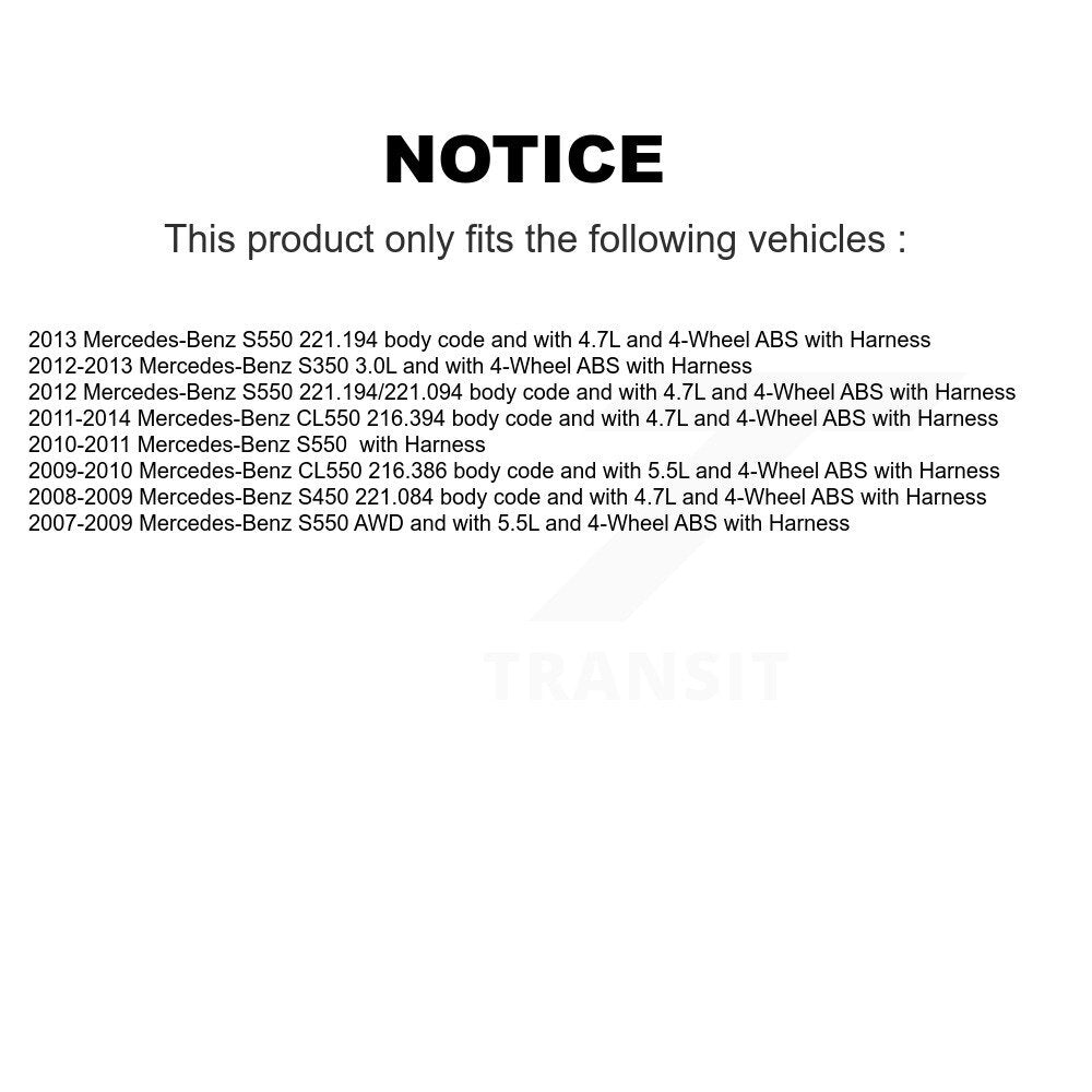 Front ABS Wheel Speed Sensor SEN-2ABS0698 For Mercedes-Benz S550 S450 S350 CL550 with Harness