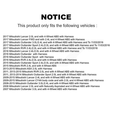 Front Left ABS Wheel Speed Sensor SEN-2ABS0709 For Mitsubishi Lancer Outlander RVR Sport ASX