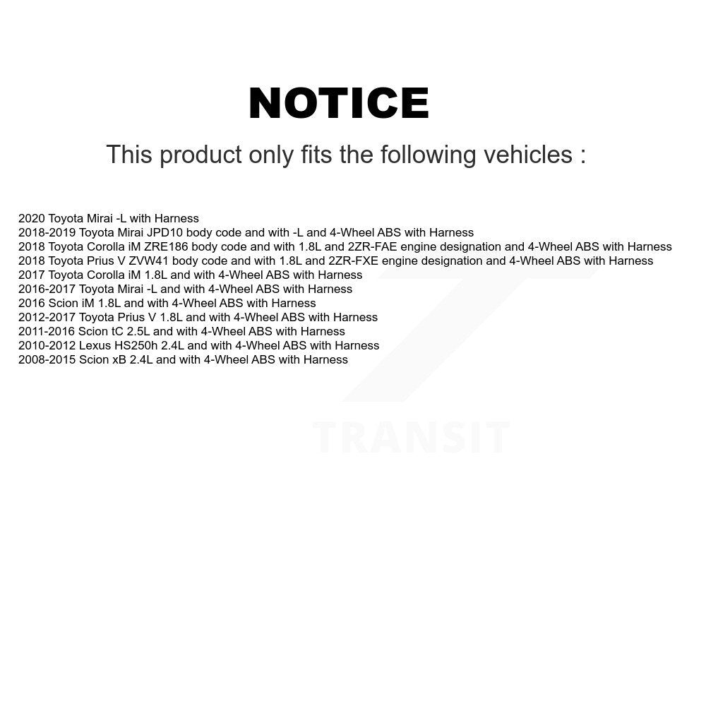 Front Left ABS Wheel Speed Sensor SEN-2ABS0730 For Toyota Prius V Scion Corolla iM tC xB Lexus Mirai