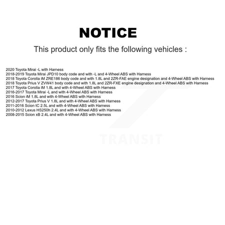 Front Left ABS Wheel Speed Sensor SEN-2ABS0730 For Toyota Prius V Scion Corolla iM tC xB Lexus Mirai