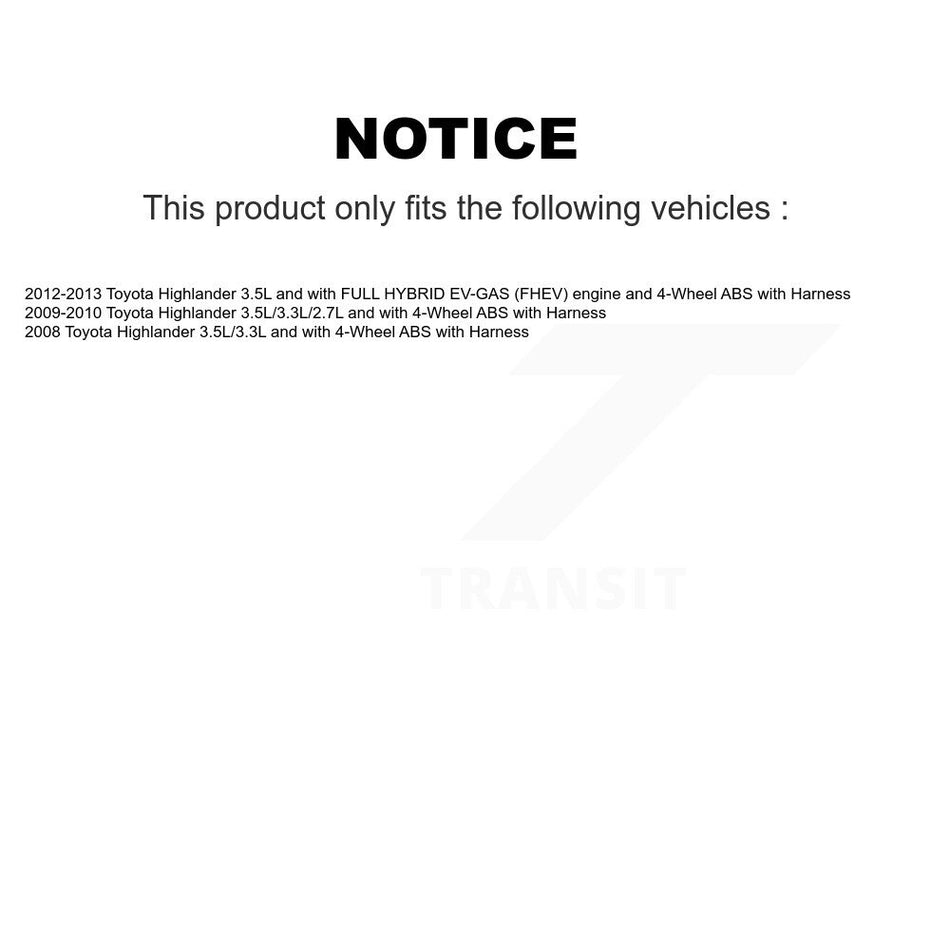 Front Right ABS Wheel Speed Sensor SEN-2ABS0743 For Toyota Highlander with Harness
