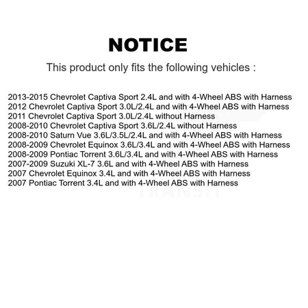 Front ABS Wheel Speed Sensor SEN-2ABS0803 For Chevrolet Equinox Pontiac Torrent Saturn Vue Suzuki