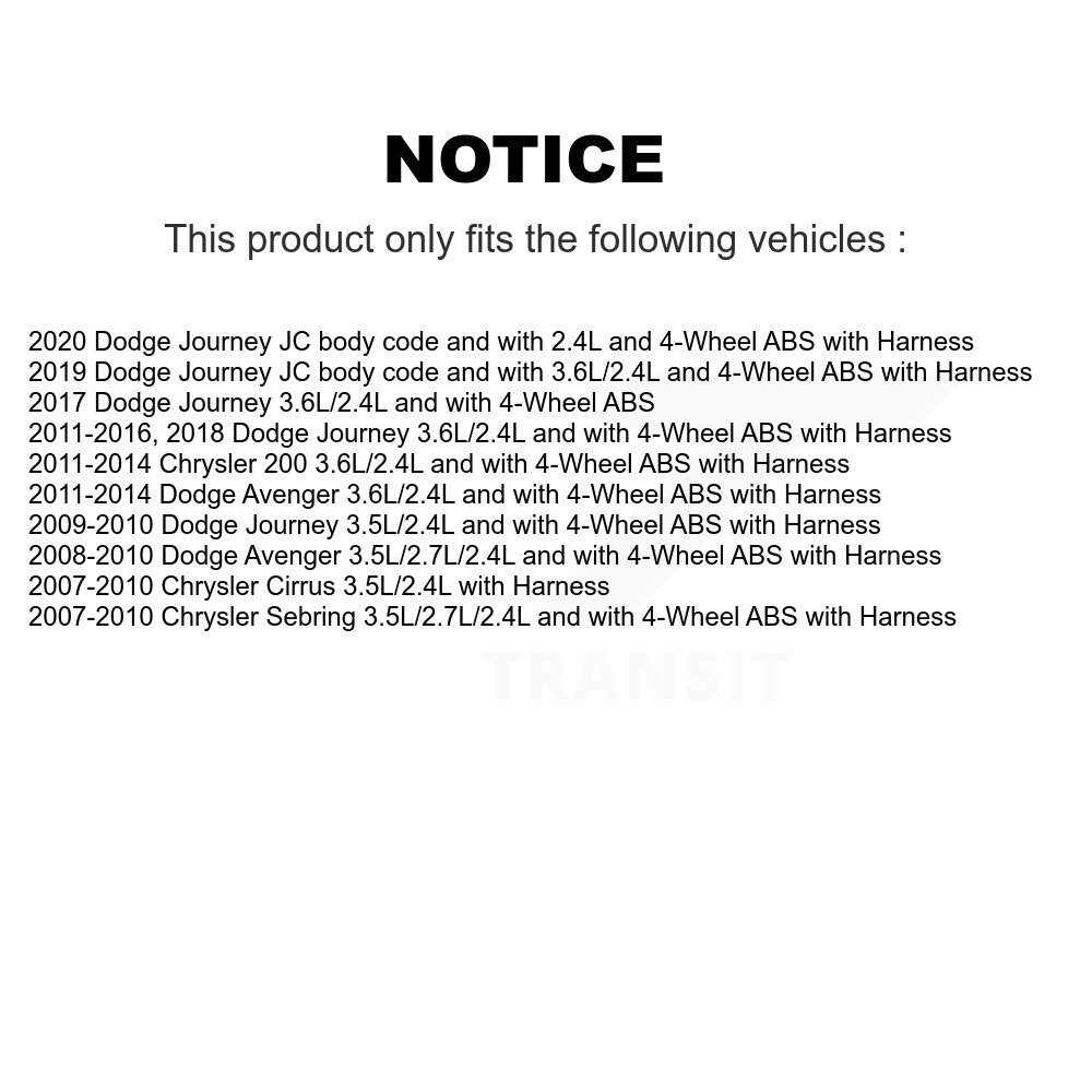 Front Left ABS Wheel Speed Sensor SEN-2ABS0810 For Dodge Journey Chrysler 200 Avenger Sebring Cirrus