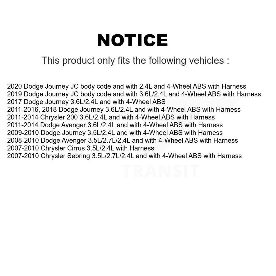 Front Left ABS Wheel Speed Sensor SEN-2ABS0810 For Dodge Journey Chrysler 200 Avenger Sebring Cirrus
