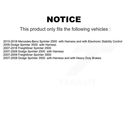 Rear Right ABS Wheel Speed Sensor SEN-2ABS0850 For Sprinter 2500 Mercedes-Benz Dodge 3500
