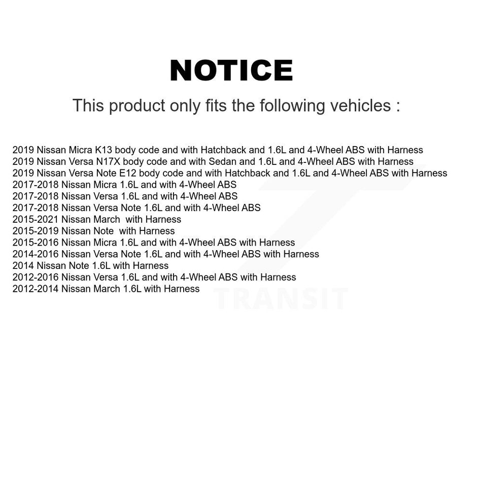 Front ABS Wheel Speed Sensor SEN-2ABS0859 For Nissan Micra Versa Note March