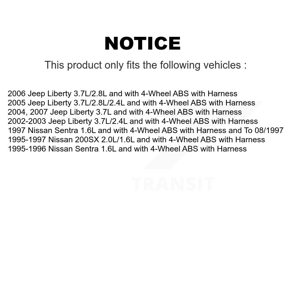 Front ABS Wheel Speed Sensor SEN-2ABS1034 For Jeep Liberty Nissan Sentra 200SX