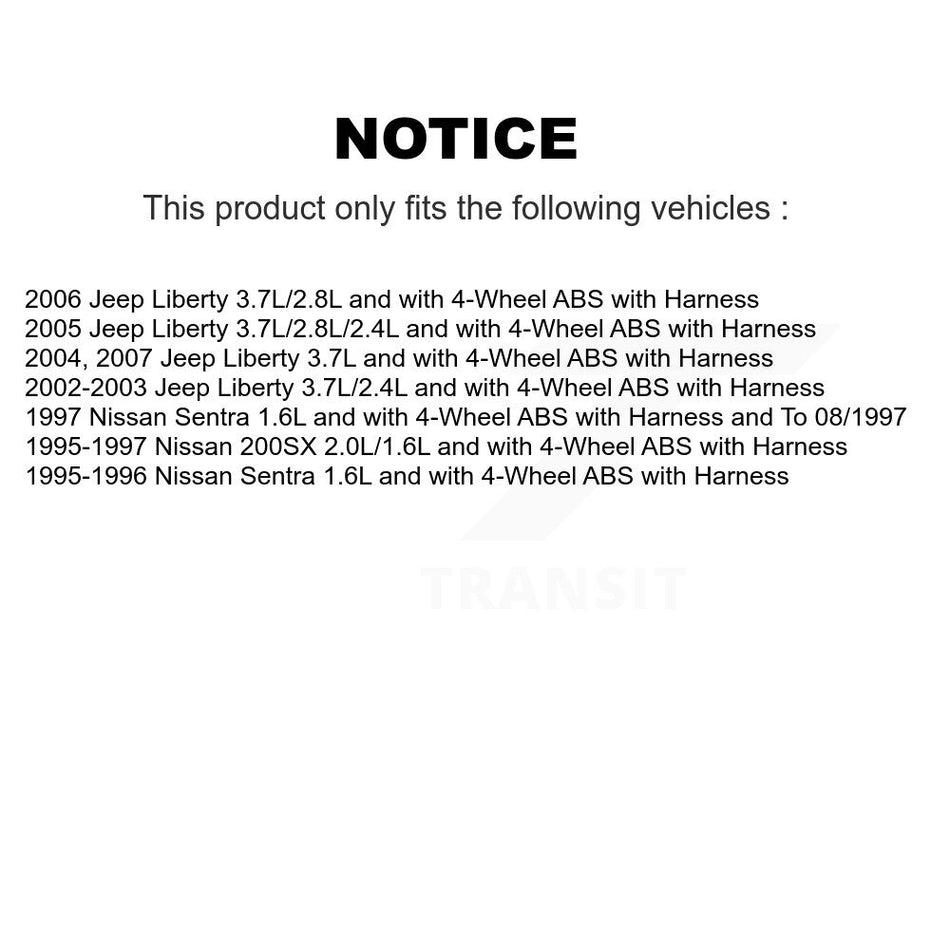 Front ABS Wheel Speed Sensor SEN-2ABS1034 For Jeep Liberty Nissan Sentra 200SX