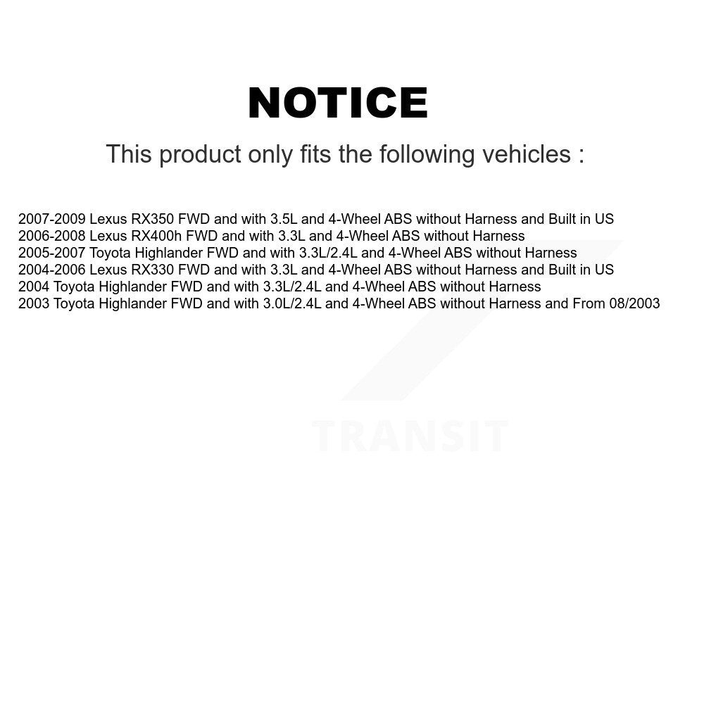 Rear ABS Wheel Speed Sensor SEN-2ABS1036 For Lexus RX350 Toyota Highlander RX330 RX400h