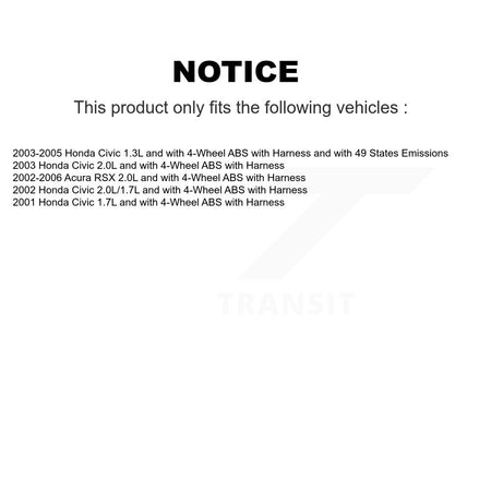 Rear Left ABS Wheel Speed Sensor SEN-2ABS1037 For Honda Civic Acura RSX