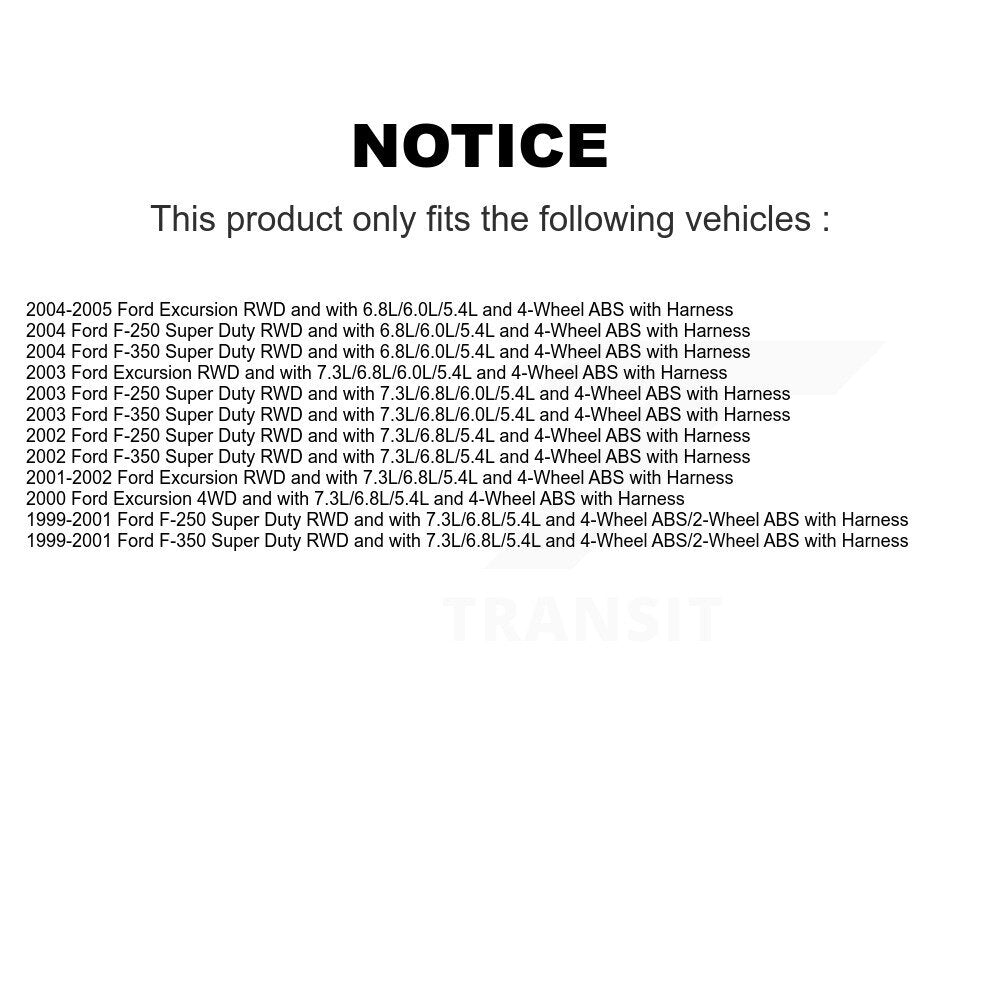 Front Left ABS Wheel Speed Sensor SEN-2ABS1150 For Ford F-350 Super Duty F-250 Excursion