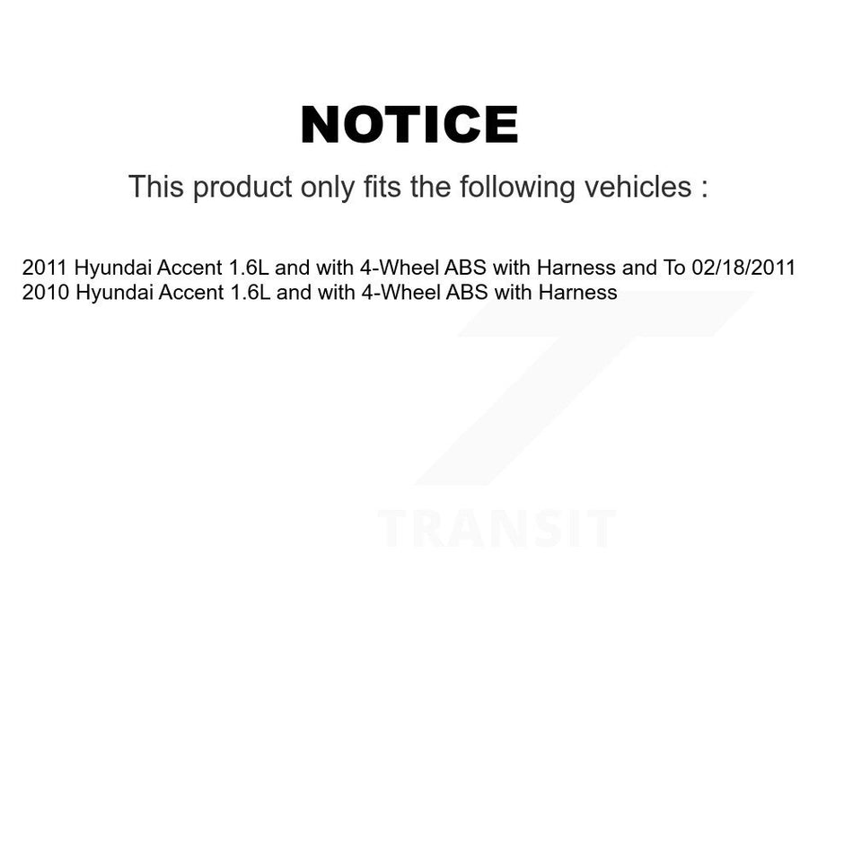 Front Right ABS Wheel Speed Sensor SEN-2ABS1278 For Hyundai Accent 1.6L with 4-Wheel