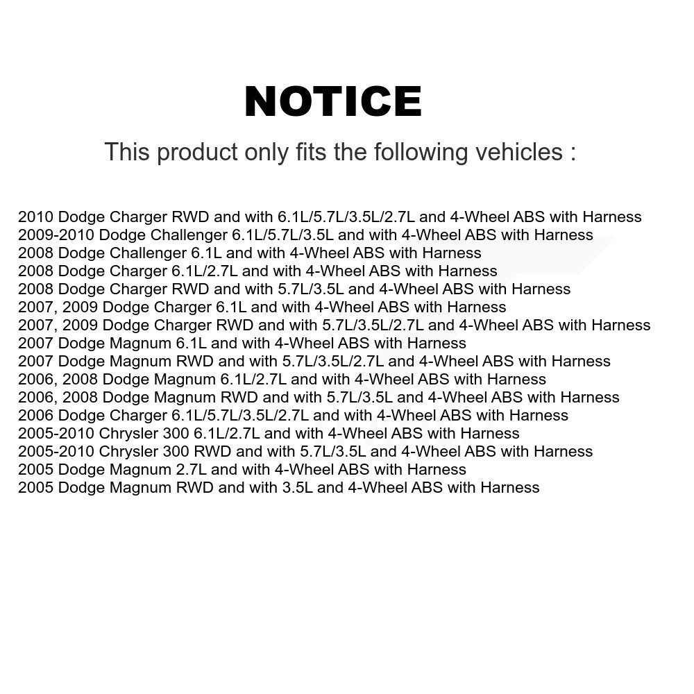 Front ABS Wheel Speed Sensor SEN-2ABS1279 For Dodge Chrysler 300 Charger Challenger Magnum