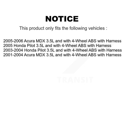 Front Right ABS Wheel Speed Sensor SEN-2ABS1296 For Acura MDX Honda Pilot 3.5L with 4-Wheel