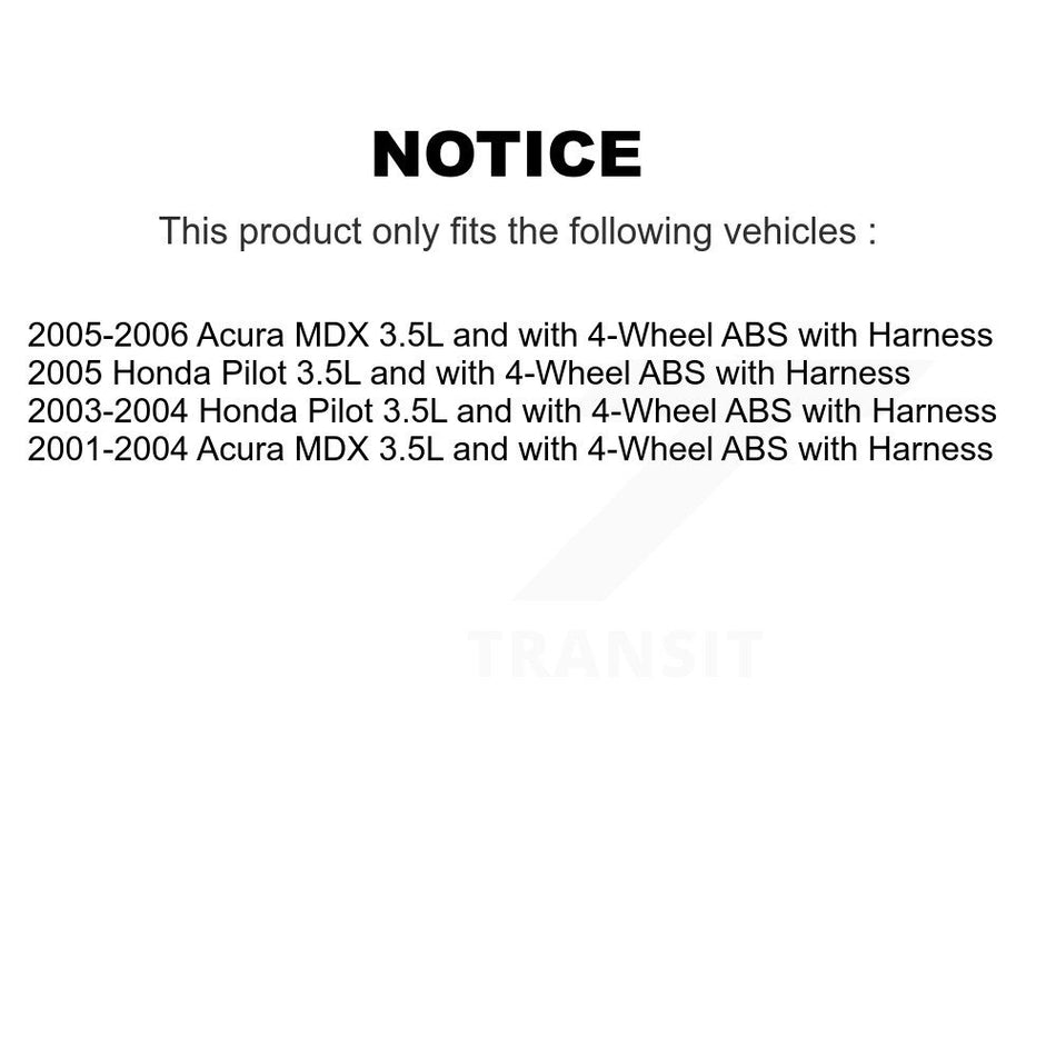 Front Right ABS Wheel Speed Sensor SEN-2ABS1296 For Acura MDX Honda Pilot 3.5L with 4-Wheel