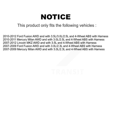 Rear Right ABS Wheel Speed Sensor SEN-2ABS1422 For Ford Fusion Lincoln MKZ Mercury Milan