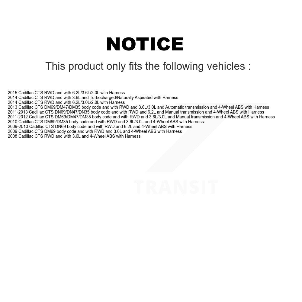 Front ABS Wheel Speed Sensor SEN-2ABS1537 For Cadillac CTS with Harness