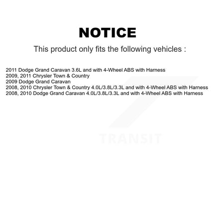 Rear ABS Wheel Speed Sensor SEN-2ABS1557 For Dodge Grand Caravan Chrysler Town & Country