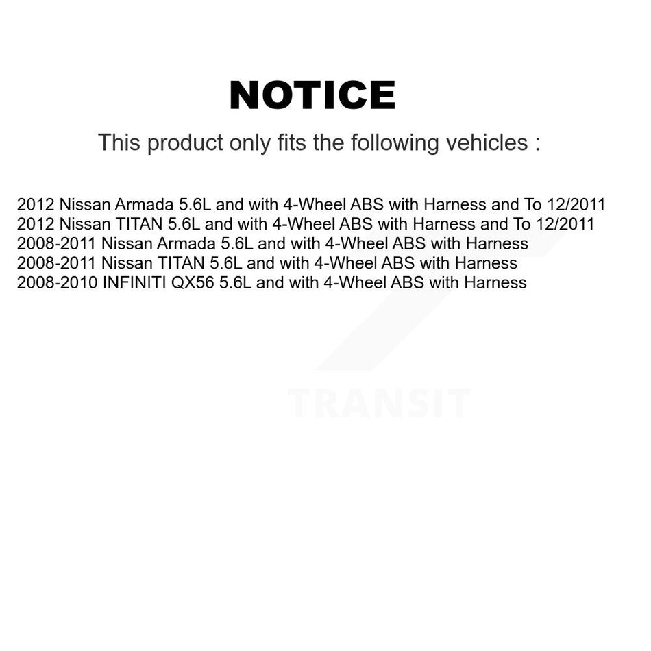 Front ABS Wheel Speed Sensor SEN-2ABS1592 For Nissan TITAN Armada INFINITI QX56