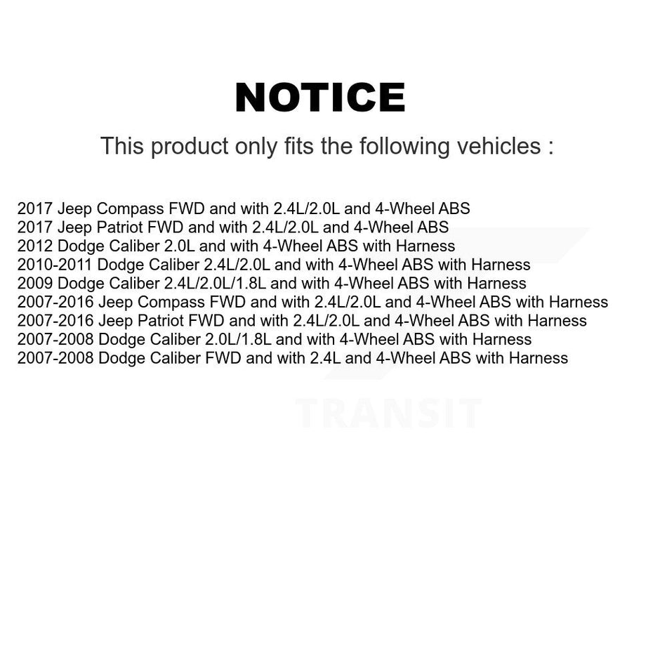 Rear Right ABS Wheel Speed Sensor SEN-2ABS2286 For Jeep Patriot Compass Dodge Caliber