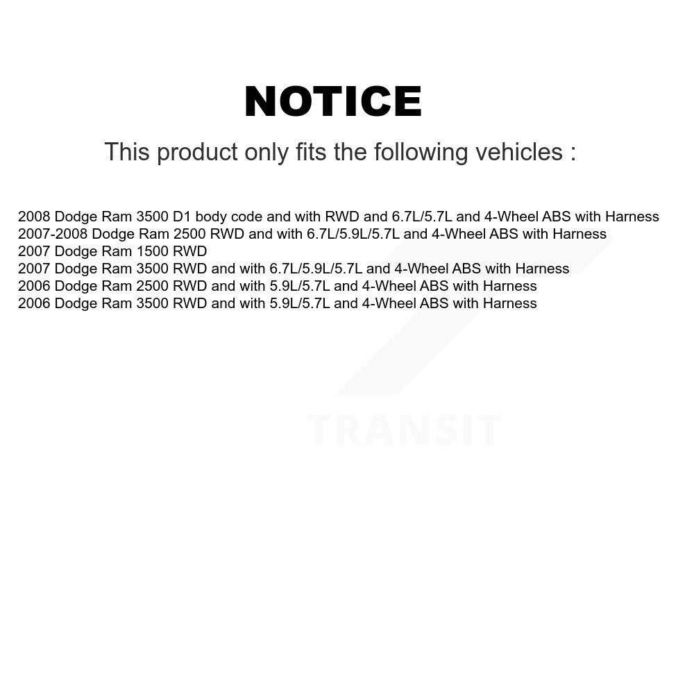 Front ABS Wheel Speed Sensor SEN-2ABS2291 For Dodge Ram 3500 2500 1500