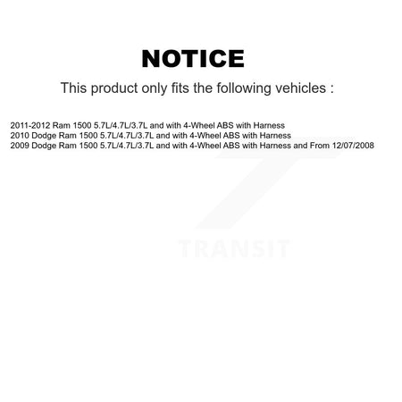 Front ABS Wheel Speed Sensor SEN-2ABS2434 For Ram 1500 Dodge 5.7L/4.7L/3.7L with 4-Wheel