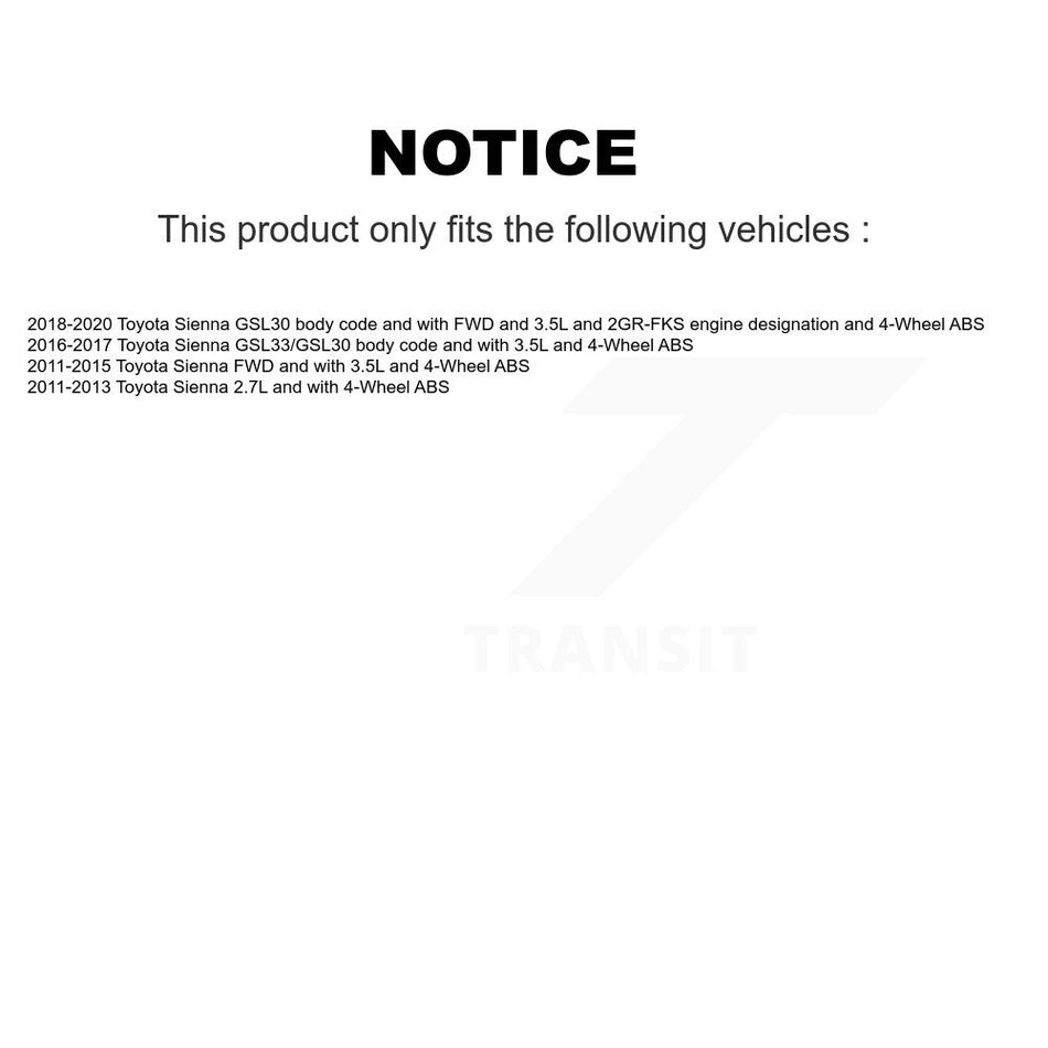 Rear Right ABS Wheel Speed Sensor Wiring Harness SEN-2ABS2511 For Toyota Sienna