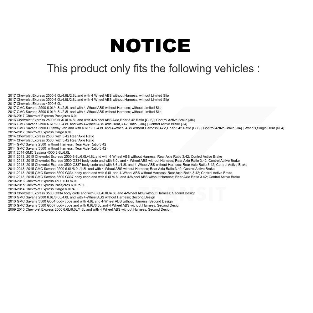 Rear ABS Wheel Speed Sensor SEN-2ABS2678 For GMC Chevrolet Savana 2500 3500 Express 4500 Cargo