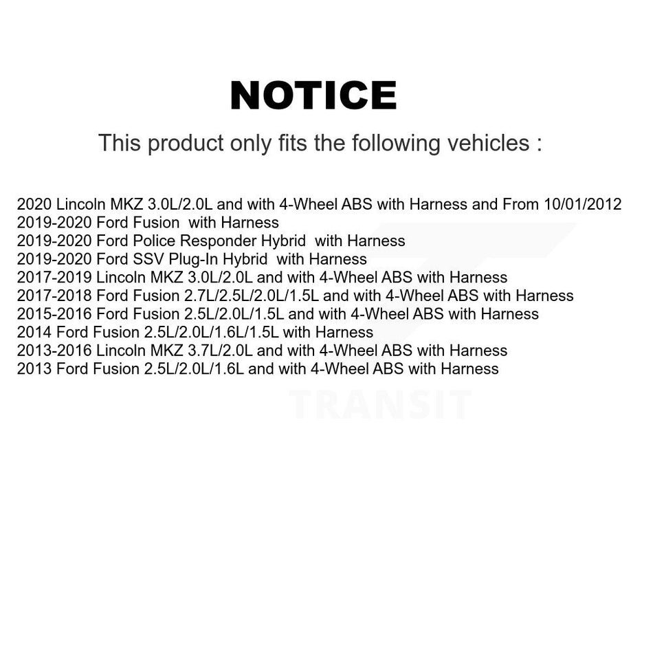 Front Left ABS Wheel Speed Sensor SEN-2ABS2838 For Ford Fusion Lincoln MKZ Police Responder Hybrid