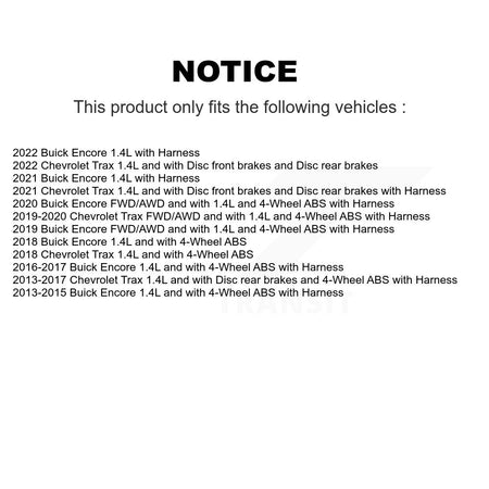 Rear Right ABS Wheel Speed Sensor SEN-2ABS2909 For Buick Encore Chevrolet Trax