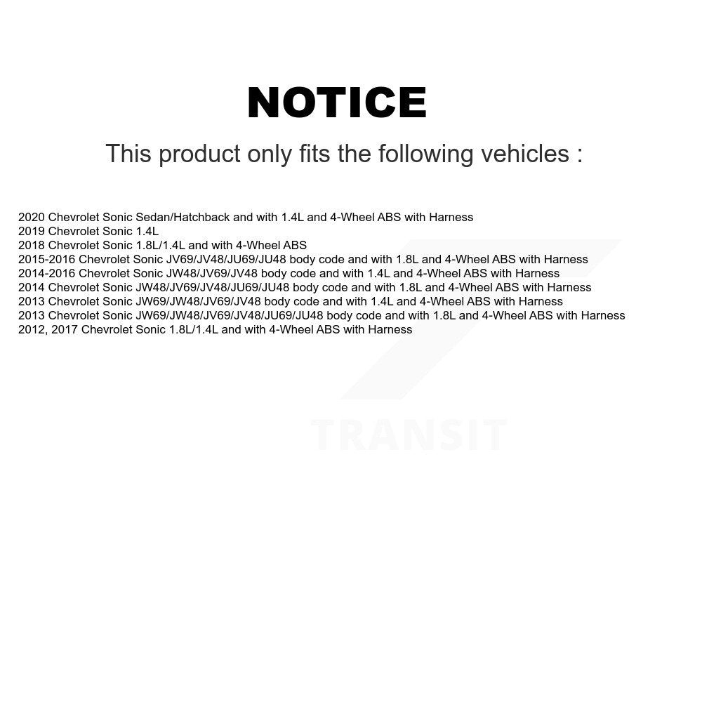 Rear Right ABS Wheel Speed Sensor SEN-2ABS2933 For Chevrolet Sonic