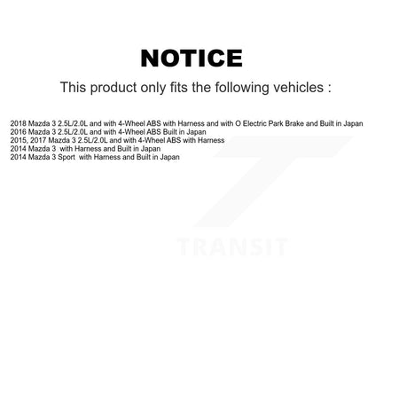 Rear ABS Wheel Speed Sensor SEN-2ABS3012 For Mazda 3 Sport