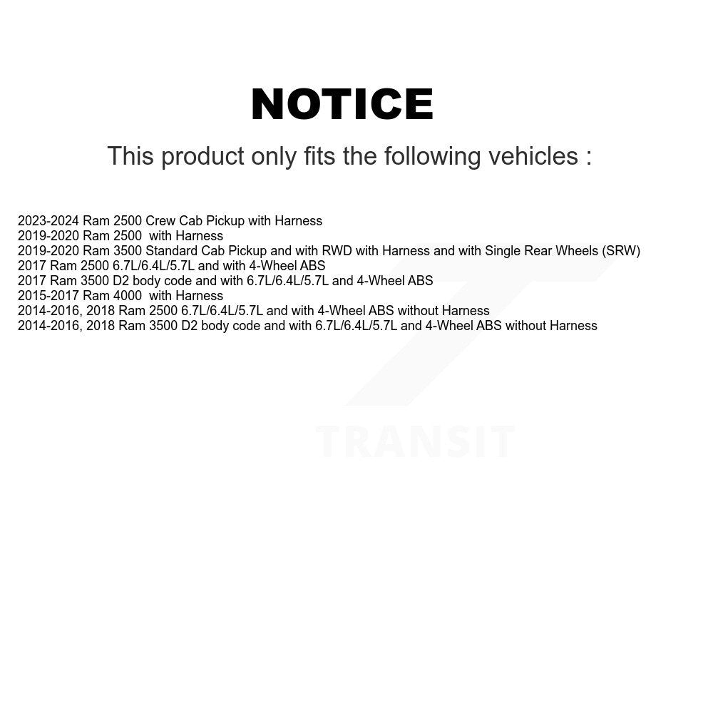 Rear Right ABS Wheel Speed Sensor SEN-2ABS3025 For Ram 2500 3500 4000