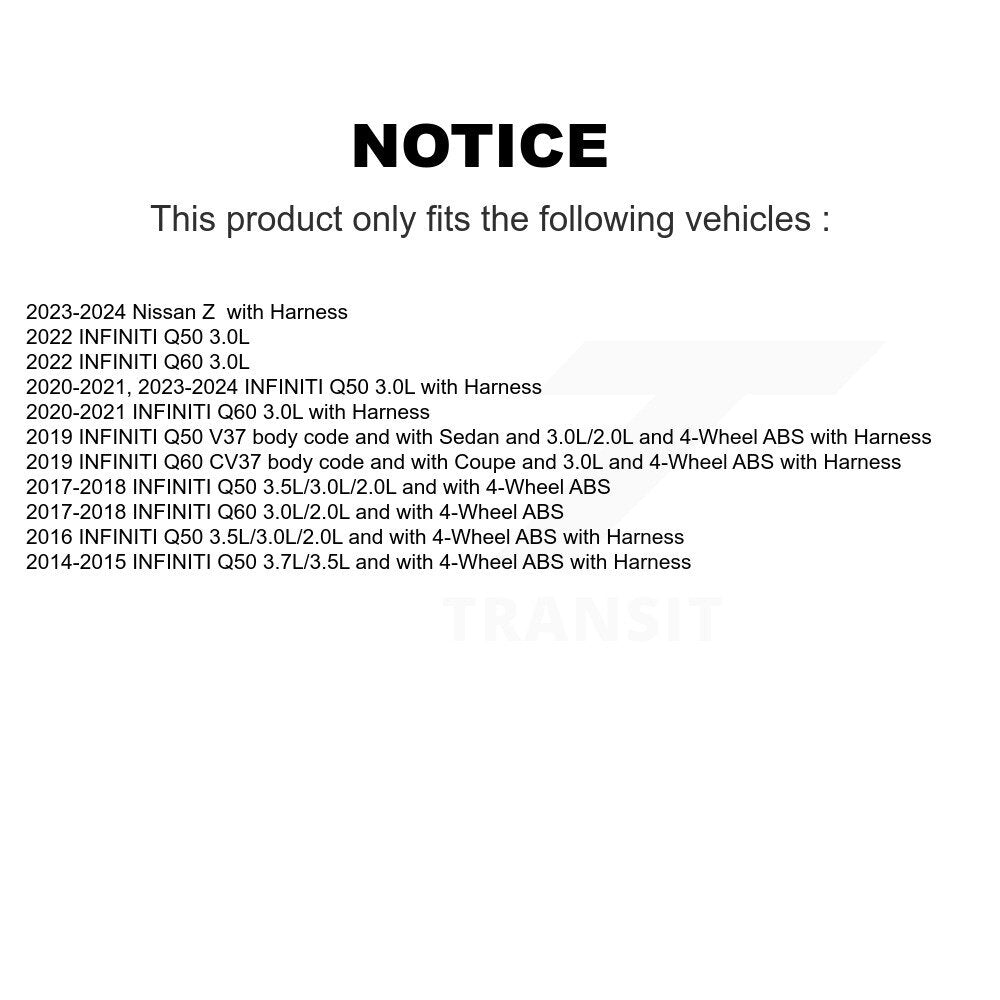 Rear Left ABS Wheel Speed Sensor SEN-2ABS3037 For INFINITI Q50 Q60 Nissan Z
