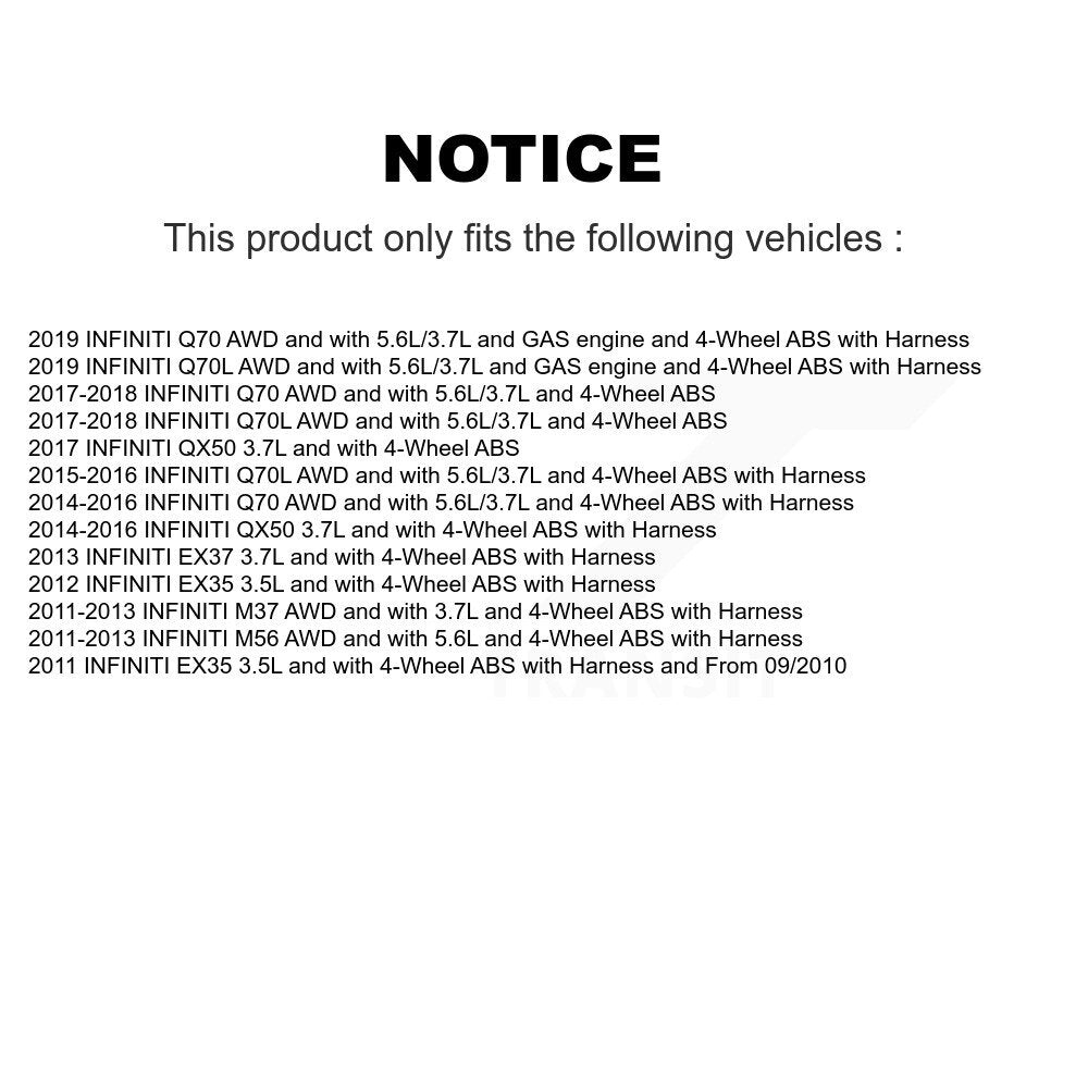 Front ABS Wheel Speed Sensor SEN-2ABS3048 For INFINITI QX50 EX35 EX37 M37 Q70 Q70L M56