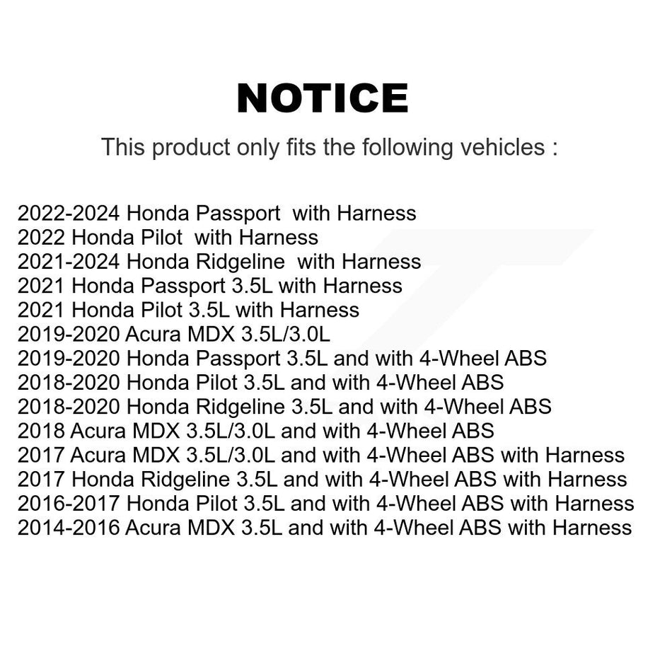Front Right ABS Wheel Speed Sensor SEN-2ABS3159 For Honda Pilot Acura MDX Ridgeline Passport