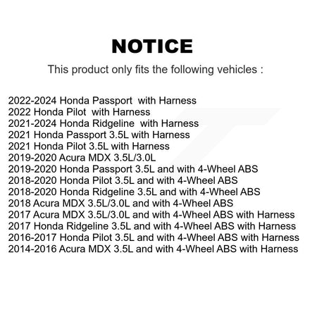 Front Left ABS Wheel Speed Sensor SEN-2ABS3160 For Honda Pilot Acura MDX Ridgeline Passport