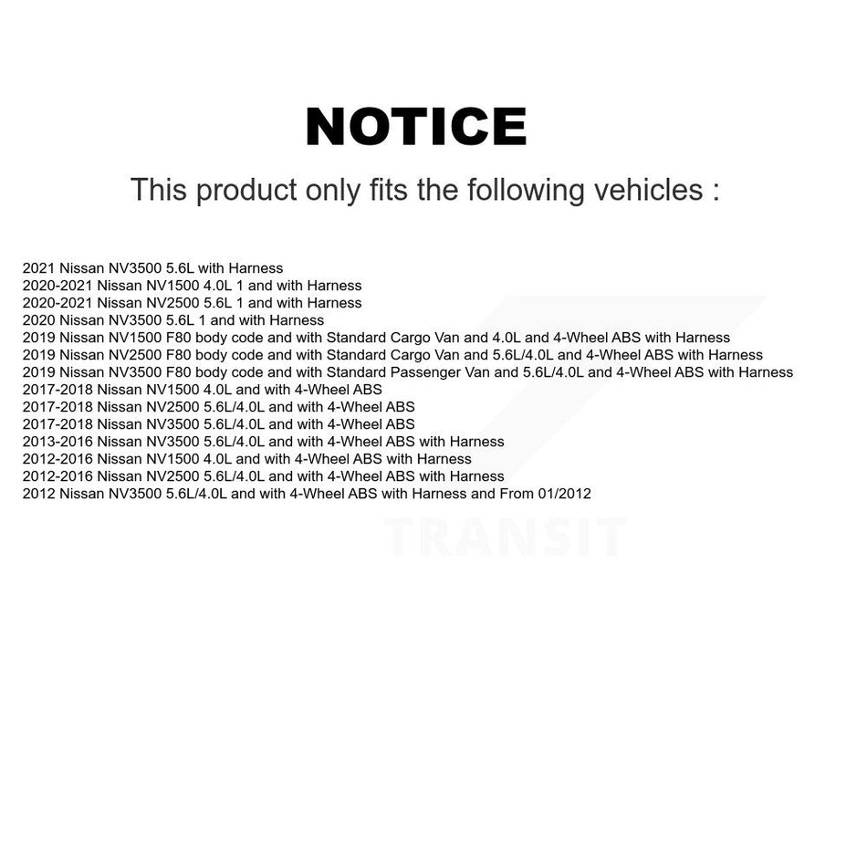 Rear Left ABS Wheel Speed Sensor SEN-2ABS3200 For Nissan NV2500 NV3500 NV1500