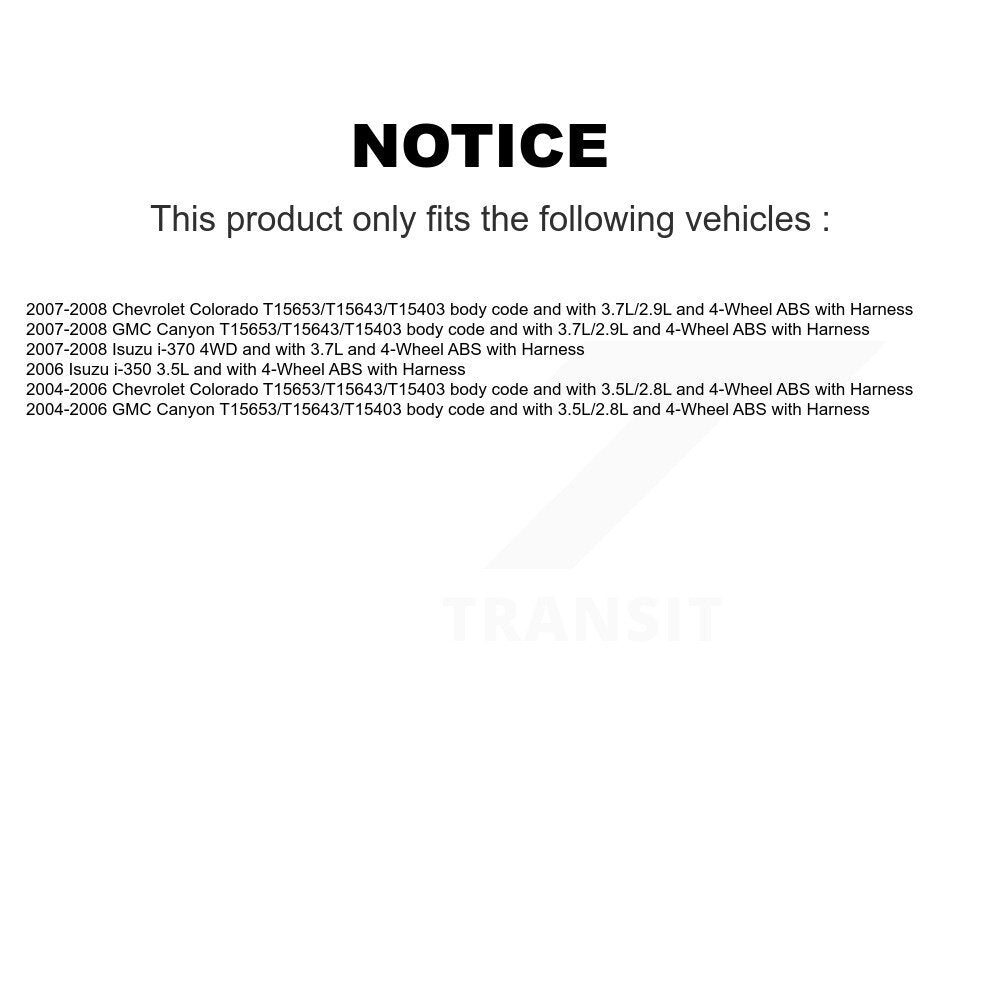 Front ABS Wheel Speed Sensor SEN-2ABS3300 For Chevrolet Colorado GMC Canyon Isuzu i-350 i-370