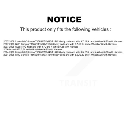 Front ABS Wheel Speed Sensor SEN-2ABS3300 For Chevrolet Colorado GMC Canyon Isuzu i-350 i-370
