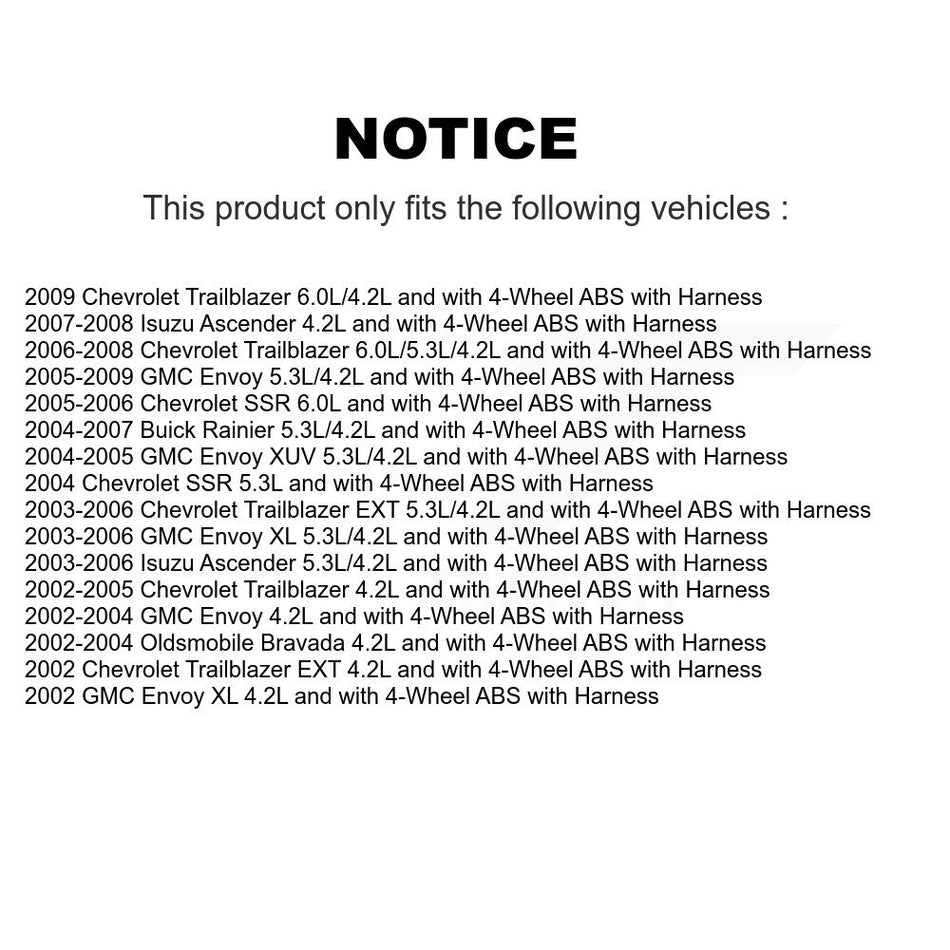 Front ABS Wheel Speed Sensor SEN-2ABS3323 For Chevrolet GMC Trailblazer Envoy XL EXT SSR Buick XUV