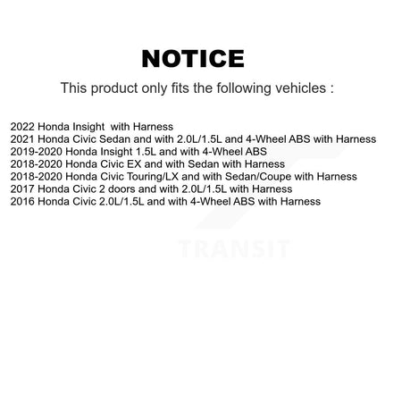 Front Right ABS Wheel Speed Sensor SEN-2ABS3501 For Honda Civic Insight