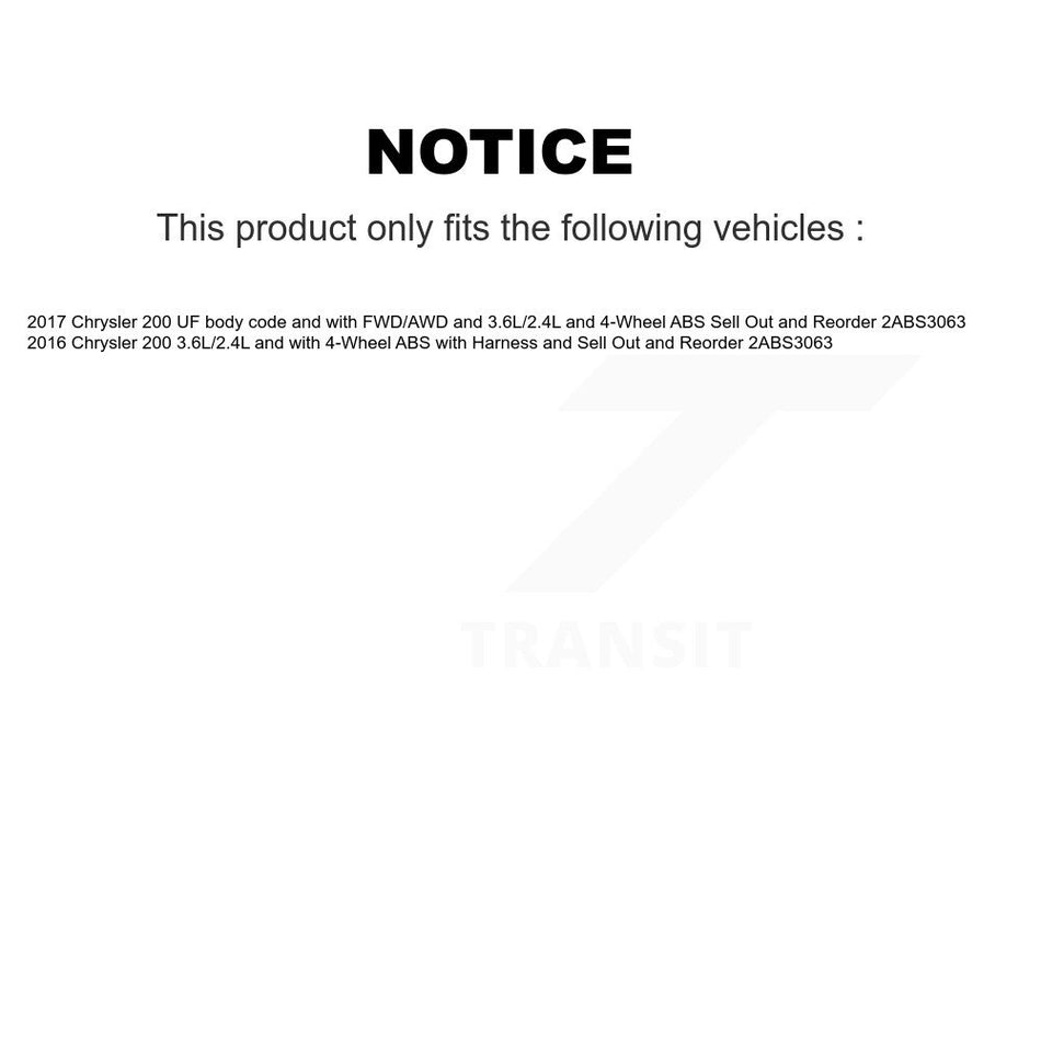 Rear ABS Wheel Speed Sensor SEN-2ABS3546 For Chrysler 200
