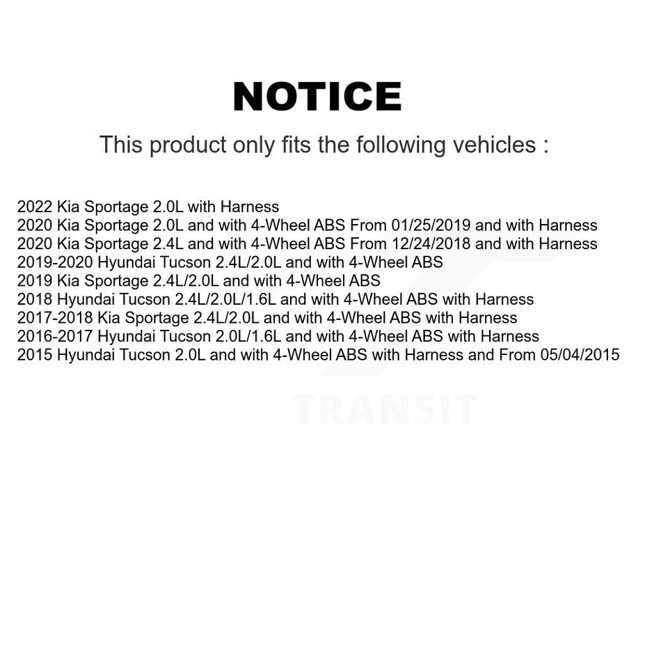 Front Left ABS Wheel Speed Sensor SEN-2ABS3651 For Hyundai Tucson Kia Sportage
