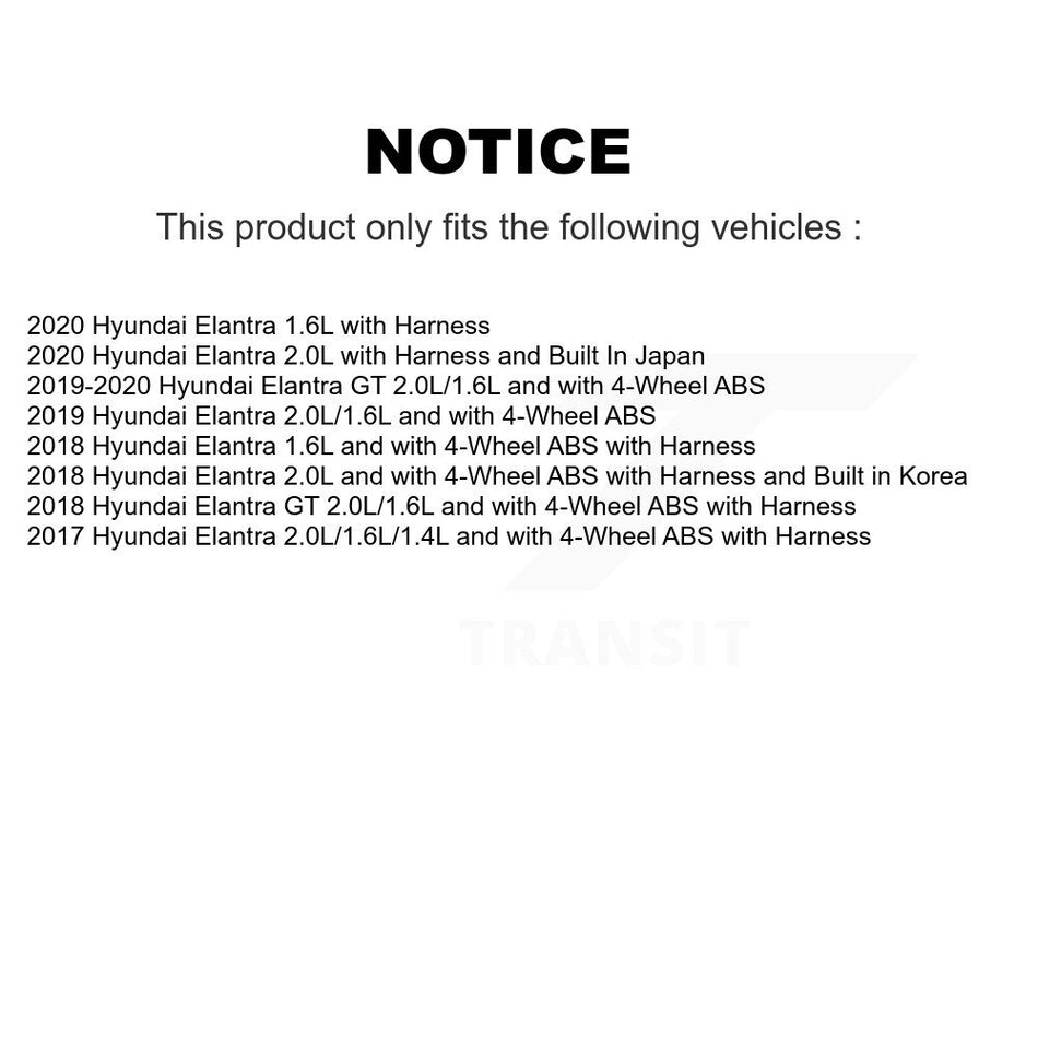 Front Left ABS Wheel Speed Sensor SEN-2ABS4190 For Hyundai Elantra GT