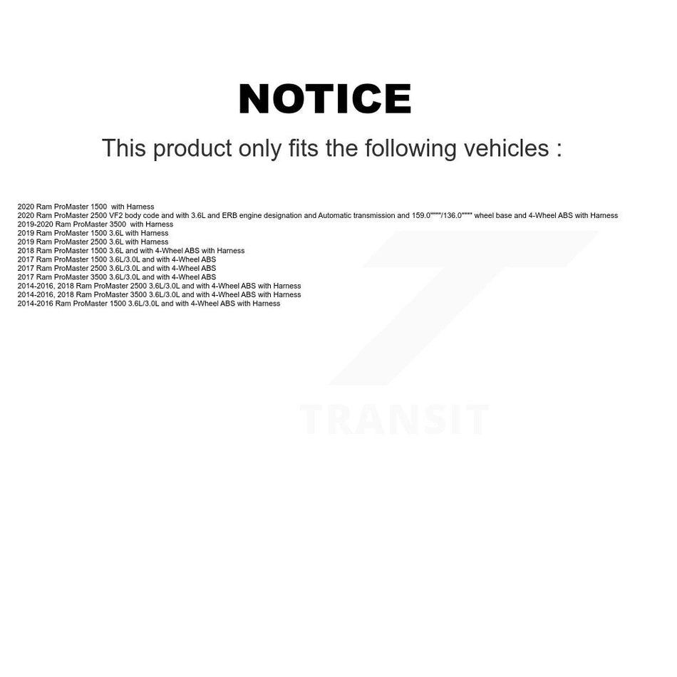 Rear ABS Wheel Speed Sensor SEN-2ABS4221 For Ram ProMaster 2500 3500 1500