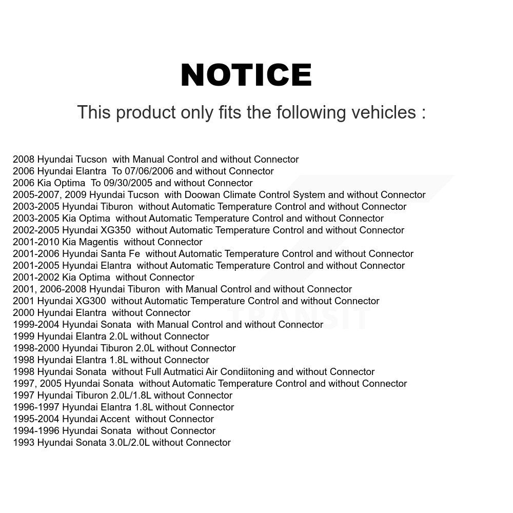 HVAC Blower Motor Resistor SEN-2BMR0008 For Hyundai Tucson Santa Fe Elantra Tiburon Accent Sonata