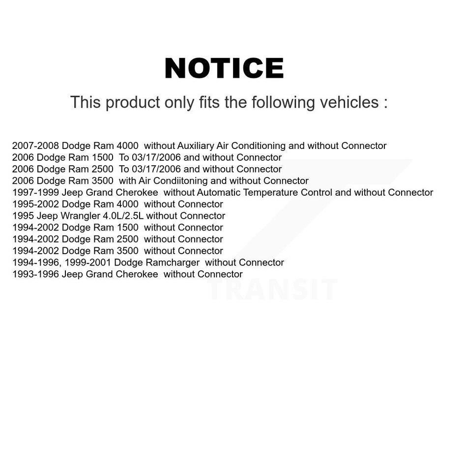 HVAC Blower Motor Resistor SEN-2BMR0040 For Dodge Ram 2500 1500 3500 Jeep Grand Cherokee Wrangler